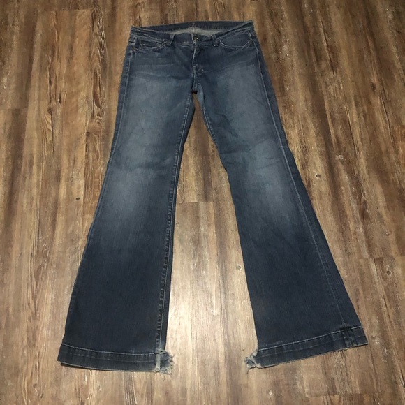 7 For All Mankind Dojo Jeans Women's 29 Wide leg Flare Mid Rise Denim - Picture 1 of 6